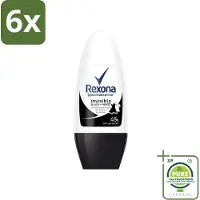 Rexona - Invisible Black & White - Deo Roller - Anti-transpirant - 50 ml - Voordeelverpakking - 6 stuks - Deodorant - Anti-transpirant