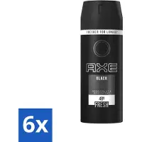 Axe 6 x Deodorant Bodyspray Black 150 ml - Deo Black Spray - Anti-transpirant - Zweetgeur - Bodyspray - Sandelhout Geur
