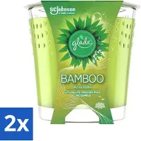 Glade 2 x - Geurkaars - Bamboo Bliss Song - Frisse Geur & Relaxatie - 129 g - Bamboo Geur - Rustgevende Geur - Natuurlijke Geur - Ontspanning - Sfeer