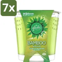 Glade 7 x - Geurkaars - Bamboo Bliss Song - Frisse Geur & Relaxatie - 129 g - Bamboo Geur - Rust - Ontspanning - Geurkaars - Frisse Geur