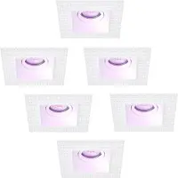 LEDVION – 6x Trimless Smart LED Inbouwspot Vierkant 130x130mm – Wit – Dimbaar – Kantelbaar – GU10 – RGB+CCT – 4.9W – IP20