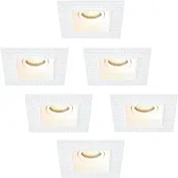 LEDVION – 6x Trimless LED Inbouwspot Vierkant 130x130mm – Wit – Dimbaar – Kantelbaar – GU10 – 2700K – 3W – IP20
