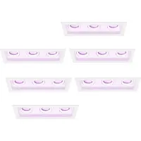 LEDVION – 6x LED Inbouwspot Triple Rechthoek 270x100mm – Wit – Dimbaar – Kantelbaar – GU10 – RGB+CCT – 4.9W – IP20