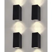 LEDVION - 4x LED Wandlamp Dimbaar - GU10 - IP54 - Zwart