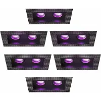 LEDVION – 6x Trimless Smart LED Inbouwspot Dubbelarmatuur 130x130mm – Zwart – Dimbaar – Kantelbaar – GU10 – RGB+CCT – 4.9W – IP20