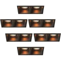 LEDVION – 6x LED Inbouwspot Dubbel Vierkant 162x150x175mm – Zwart – Dimbaar – GU10 – 2700K – 3W – IP20