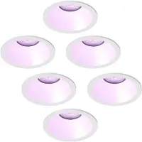 LEDVION – 6x Smart LED Inbouwspot Rond Ø85mm – Wit – 4.9W – GU10 – RGB+CCT – IP20
