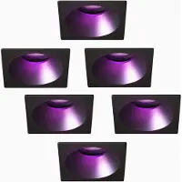 LEDVION – 6x Smart LED Inbouwspot Rond 81x81mm – Zwart – Dimbaar – Kantelbaar – GU10 – RGB+CCT – 4.9W – IP20