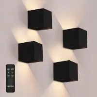 LEDVION - 4x Oplaadbare USB Wandlamp Zwart - Bewegingssensor - 2700K - 150 Lumen - IP44 - Aluminium - 1300mAh