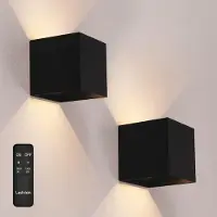 LEDVION - 2x Oplaadbare USB Wandlamp Zwart - Bewegingssensor - 2700K - 150 Lumen - IP44 - Aluminium - 1300mAh
