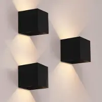 LEDVION - 3x USB Oplaadbare Wandlamp met Sensor – 4400 mAh – Zwart – Draadloos – IP44 – Binnen & Buiten – Warm Wit Licht