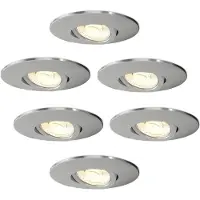 LEDVION - 6x LED Inbouwspot - Wit - 6W - CCT 2200K-4000K - Ø96mm - Dimbaar - RVS - IP65