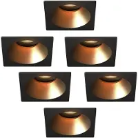 LEDVION – 6x LED Inbouwspot Rond 81x81mm – Zwart – Dimbaar – Kantelbaar – GU10 – 2700K – 3W – IP20
