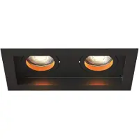 LEDVION – LED Inbouwspot Dubbel Rechthoek 185x100mm – Zwart – Dimbaar – Kantelbaar – GU10 – 2700K – 3W – IP20