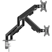 HomeShopXL Dubbele LCD-monitorarm - telescopisch, voor montage op een bureau - geschikt voor 2 monitoren tot 30 inch - max. 9 kg per arm - VESA 75x75/100x100 - zwart [39684]