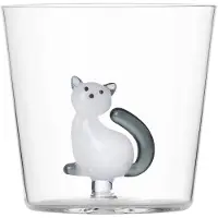 Ichendorf Milano Tabby Cat glas zittende poes wit met staart smoke