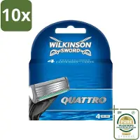 Wilkinson 10 x - Navulmesjes Quattro - Met Precisietrimmer - 4 scheermesjes - Grootverpakking - Scheermesjes - Navulmesjes - Precisietrimmer - Titaniumcoating - Huidvriendelijk