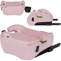 Lionelo Luuk FIX i-Size – Zitverhoger – ISOFIX – Autostoel Booster – 22-36 kg, 125-150 cm – Voorwaarts Gericht – i-Size R129/04 – Brede Zitting met Dri-Seat & EPE-schuim – Armleuningen – Roze