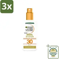 Garnier 3 x - Ambre Solaire - Ideal Bronze - Zonnebrandspray - SPF 30 - 200 ml - Grootverpakking - Zonbescherming - Bruining - Zonnebrand - SPF 30 - Huidbescherming