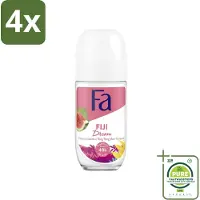 Fa - Deodorant Roller - Fiji Dream - Watermeloen & Ylang Ylang - 48 uur Bescherming - 50 ml - Voordeelverpakking - 4 stuks - 48 uur bescherming - Deodorant roll-on
