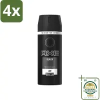 Axe Deodorant Bodyspray Black 150 ml - Voordeelverpakking - 4 stuks - Zweetgeur - Bodyspray