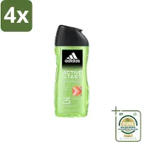 Adidas Shower Gel Active Start 250 ml - Voordeelverpakking - 4 stuks - Lichaam - Gezicht