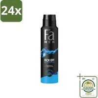 Fa Men - Deodorant Lichaamsspray - Kick-Off - Verfrissend - 48 uur Bescherming - 150 ml - Voordeelverpakking - 24 stuks - Aluminiumvrije deodorant - Verfrissend deodorant