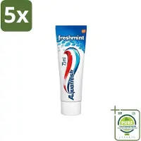 Aquafresh 5 x Tandpasta Freshmint Frisse Adem 75 ml - Grootverpakking - Tandpasta - Suikerzuurbescherming - Gaatjes - Tandvleesproblemen - Tandplak