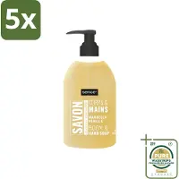 Sence 5 x - La Maison Du Savon De Marseille - Handzeep - Vanille - Hygiënisch - 500 ml - Grootverpakking - Savon De Marseille - Handzeep - Vanille - Hygiëne - Reiniging