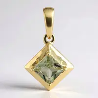 Cavill - 9 Karaat Geelgouden Hanger - Diaspoor 0,58 ct - Turkse Prinsessenslijpsel - Modern Vierkant Design - Elegante Sieraden