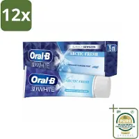 Oral-B Tandpasta 3D White Arctic Fresh 75 ml - Voordeelverpakking - 12 stuks - Frisse adem - Glazuur