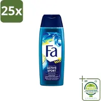 Fa 25 x Men - Douchegel - Active Sport - Verfrissend - Green Citrus - 250 ml - Grootverpakking - Deodorant Spray - 48 Uur Bescherming - Sport Deodorant - Verfrissend - Zweet En Geuren