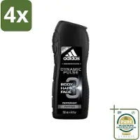 Adidas - 3-in-1 Douchegel - Dynamic Pulse - Pepermunt - Vivifying - 250 ml - Voordeelverpakking - 4 stuks - Lichaam - Gezicht