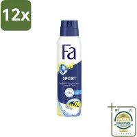 Fa - Deodorant Spray - Sport - Citroen - Tegen Vlekken - 48 uur Bescherming - 150 ml - Voordeelverpakking - 12 stuks - Anti vlekken - 48 uur bescherming