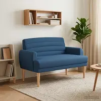 vidaXL Lovingseat met knoopge tuft Blauw 116 x 67 x 80 cm Stof