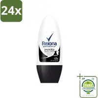 Rexona - Invisible Black & White - Deo Roller - Anti-transpirant - 50 ml - Voordeelverpakking - 24 stuks - Deodorant - Anti-transpirant