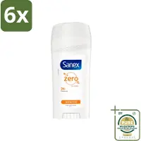 Sanex Deodorant Stick Dermo Sensitive 65 ml - Voordeelverpakking - 6 stuks - Alcoholvrij - 24 uur bescherming