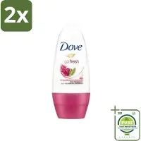 Dove - Deodorant - Roll-on Go Fresh Granaatappel - Frisse geur - 50 ml - Voordeelverpakking - 2 stuks - Go Fresh - Granaatappel