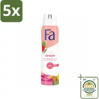 Fa 5 x Deodorant Spray Fiji Dream 150 ml - Grootverpakking - Deospray - Anti-transpirant - 48 Uur Bescherming - Watermeloen - Ylang Ylang