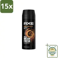 Axe 15 x Deodorant Bodyspray Dark Temptation 150 ml - Grootverpakking - Dark Temptation - Deodorant - Bodyspray - Chocolade Geur - Rode Peperkorrels