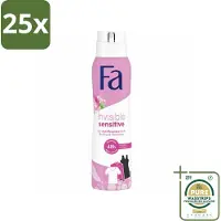 Fa 25 x Deodorant Spray Invisible Sensitive 150 ml - Grootverpakking - Deodorant Spray - Anti-transpirant - Perspirant - Gevoelige Huid - 48 Uur Bescherming