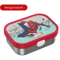 Mepal RVS bento lunchbox Campus - 750 ml - Broodtrommel met vakjes voor kinderen - Geschikt voor 4 boterhammen - Lunchbox RVS - Spiderman