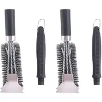 Jojomino 2X Grillborstel en Schraperborstelvrij, BBQ-Accessoires Grillborstel voor Buitengrill, Veilige Roestvrijstalen Barbecueborstel