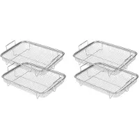 Jojomino 4X Luchtfriteusemand voor Oven, Roestvrijstalen Grillmand, Mand met Antiaanbaklaag, Luchtfriteuserooster Roosterroostermand