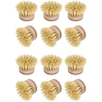 Jojomino Washing Brush,Dish Brush,12 Pcs Replacement Brush Heads Wooden Cleaning Dish Brush Refillable Kitchen Beech