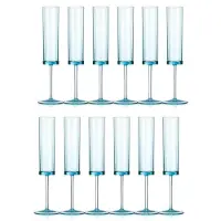 Typecat Champagnefluiten 6 OZ Vierkante Champagneglazen met Steel Coupes Herbruikbare Bruiloftsroosterglazen 12 Stuks Blauw