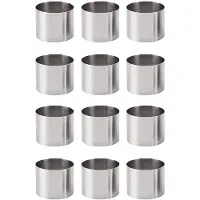 Jojomino 12 Pieces Round Biscuit Cutter Stainless Steel Mousse Ring Circle Cookie Cutters Frying Egg Rings Baking Tool