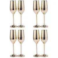 Jojomino 8Pcs Shatterproof Champagne Glasses Brushed Gold Wedding Toasting Champagne Flutes Drink Cup Party Marriage Wine