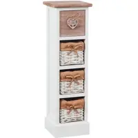 Idimex Ladekast FLOWER, paulowniahout wit/bruin, met 1 lade en 3 manden