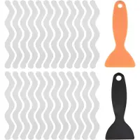 Jehiatek Badgripstickers 24 stuks antislipstrips voor douche met 2 schrapers, antislipmat voor badvloeren